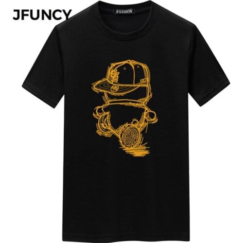 JFUNCY Oversized Mens T-shirts Short Sleeve Harajuku Graphic T Shirts Summer Cotton Casual Cartoon Men T-shirt Camisa Masculina