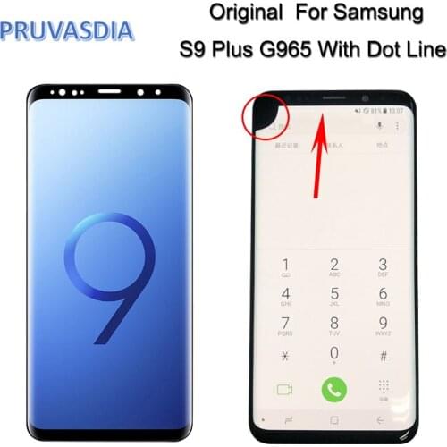 Original For Samsung Galaxy S9 Plus G965 G965F G965W G965U G9650 Touch Screen Digitizer LCD Display S9 plus S9+ With Dot Line