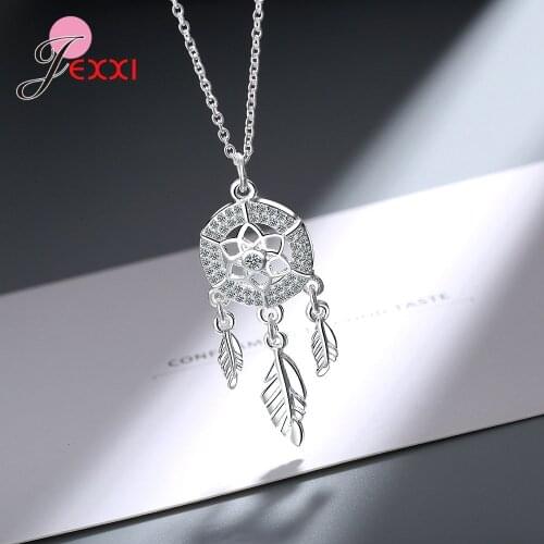 Trendy Style Dreamcatcher Pendant Mandala Lotus Necklace Yoga Feather 925 Sterling Silver Jewelry Dream Catcher for Woman Girl