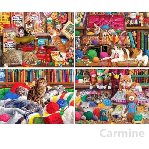 Full Round&Square Drill Home Decoration DIY 5D Diamond Painting Animal Cats Cross Stitch Embroidery Rhinestones Mosaic Picture