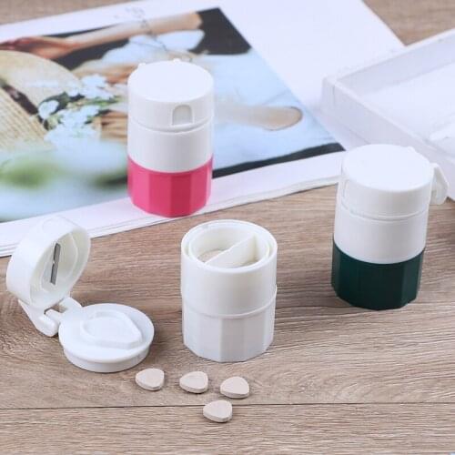 Grinder Splitter Tablet Cutter Divider Storage Case Pill Box Cutting Tablets Pill Cutter Medicine Crusher 3 Colors