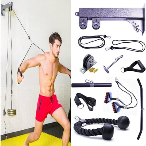 Fitness DIY Pulley Cable Machine Attachment System Arm Biceps Triceps Strength Trainning Home Gym Sport Workout Equipment Set