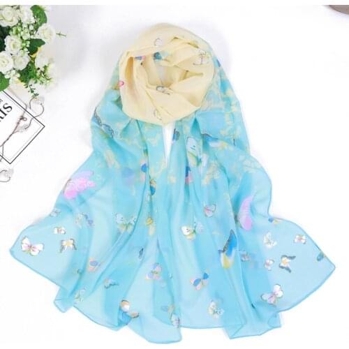 2019 New spring and summer explosions printed chiffon silk scarf ladies pastoral sunscreen decorative scarves scarfs