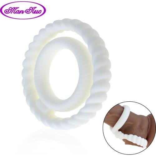 Silicone Dual Penis Ring Premium Stretchy Longer Harder Stronger Erection Cock Ring Sex Toy for Men Erection Orgasm