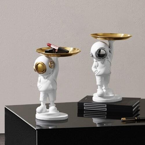 Resin Diving Astronaut Figurine Diver Tray Storage Statue Home Decor Key Storage Art Sculpture Desktop Ornament
