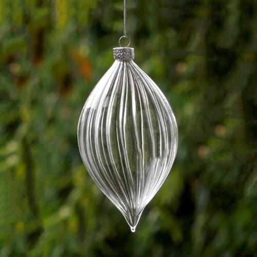 7*13cm Cone Shaped Striped Glass Pendant Christmas Tree Hanging Decorative Handmade Friend Gift
