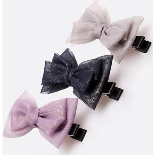 12pcs/lot Korean Layers Organza Hair Bows Girls Hair Clips Boutique Ladies Alligator Hairgrips Fashion Hair Accessories