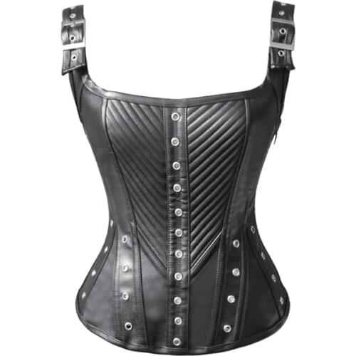 Womens Gothic Punk Steel Boned Overbust Corset Top Waist Cincher Sexy Steampunk Waist Trainer Bustiers Plus Size Fashion Shaper