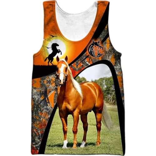 New mens fashion summer vest beautiful love horse 3D full print mens vest mens and womens Harajuku casual vest