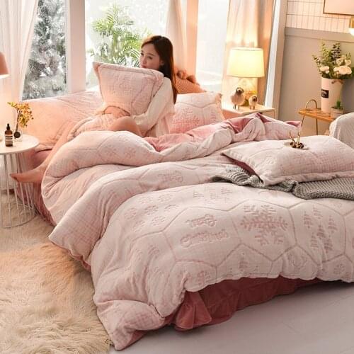 Winter Velvet Duvet Cover Set Luxury Thick Coral Bedding Set Ab Side Quilt Cover Bed Sheet Pillowcase Flannel Warm Home Textile