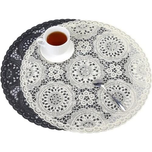 1pc Round Woven Placemats PP Waterproof Dining Table Mat Non-Slip Napkin Bowl Pads Drink Cup Coasters Kitchen Decoration