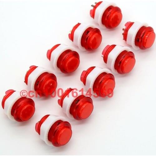 10Pcs/lot 5V New Reyann 24mm LED Illuminated Round Arcade LED Button For Mini Arcade Machines & PC Game Controller 5 Color - Red