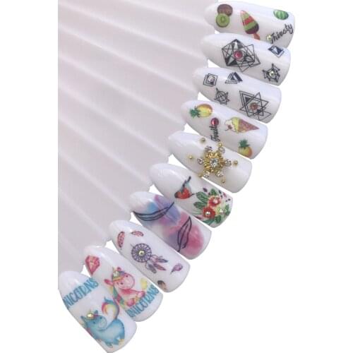 YWK 10 Styles Ice Cream Cat Black and White Bow Nail Art Water Transfer Sticker Decals DIY Tips