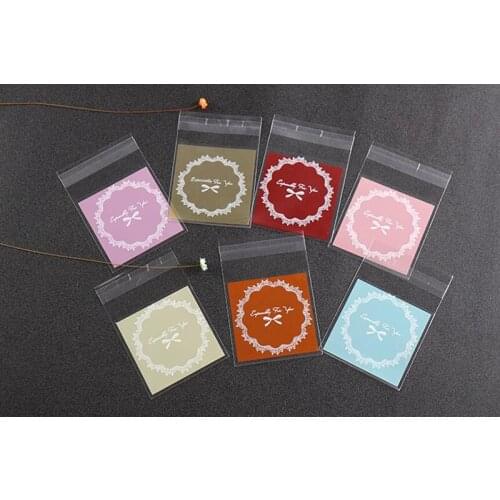 100 Pcs Colorful Cute Bow knot Self adhesive OPP Plastic Candy Cookie Baking Bag, Especially for you Small Gift Packaging Bag