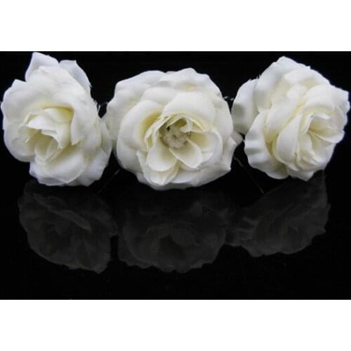 200 Pcs / lot White Or Pink Hair Flower Clip Pins For Bridal Wedding Prom Party Girl Women Fashion Hair Sticks New Free Shipping