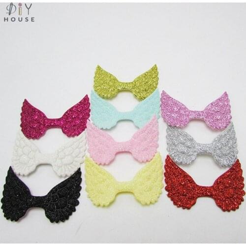 30-100Pcs Color Glitter Angel Wings Patches Appliques Ornament DIY Craft Supplies Cake Insert Card Material Hair Accessories