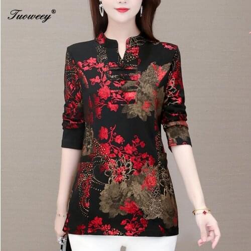 5XL plus size Women vintage Blouses plus size Fashion autumn long Sleeve Shirt Female O neck tops camisas mujer elegant