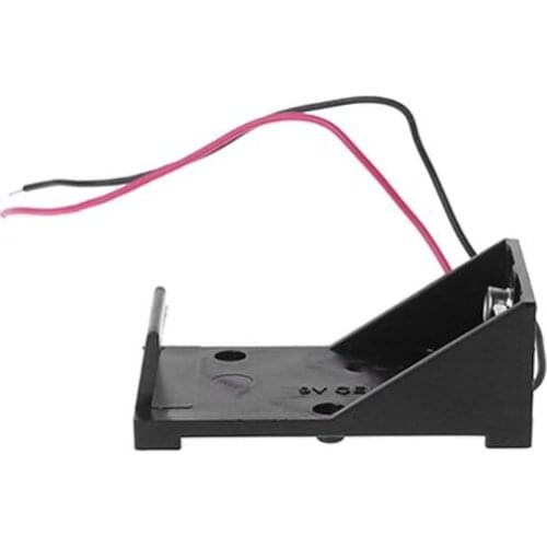 Battery Holder Case 9V Cell Carbon Storage Box Two Wire Lead Spring Clip DIY Plastic Batteries Container Connecting Solder