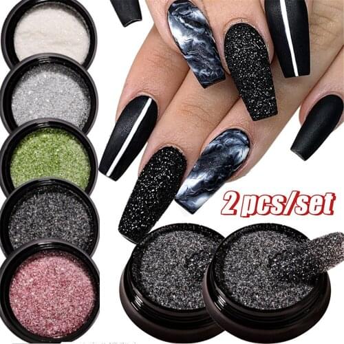 2Pcs/Set Shining Colorful Shimmer Nail Glitter Shining Holographic Powder for Gel Polish Nail Art Decorations Manicure Design