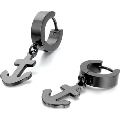 BONISKISS 2021 New Arrival Vintage Punk Pirate Anchor Charm Stainless Steel Men Women Pendant Earring Jewelry Earrings Gifts