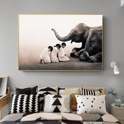 Buddha Modern Canvas Painting Nordic Poster Prints Zen Elephant Religion Art Wall Picture For Living Room photo print Home Decor