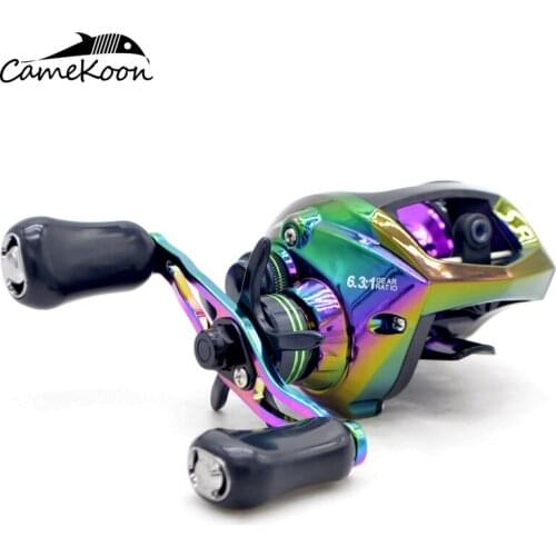 CAMEKOON Colorful Decoy Aluminum Alloy Double Rocker Arm Handle 8BB + 1RB Ball Bearing Baitcast Reel