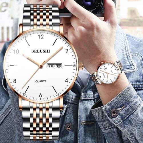 Mens Watches Quartz Movement Luxury Brand Steel Business Wrist Watches Man Big Dial Luminous Waterproof Analog Sport Watch Men