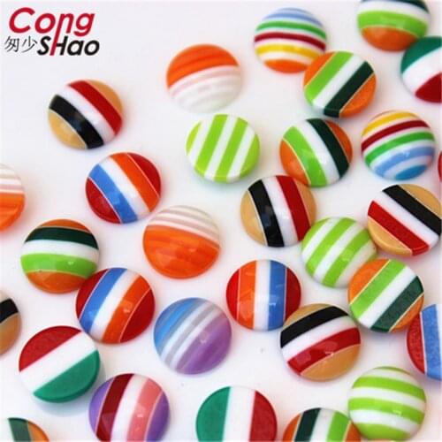 Cong Shao 200PCS 10mm Colorful Round Flatback Resin rhinestone applique stones and crystal Gems For DIY Costume Button CS1004