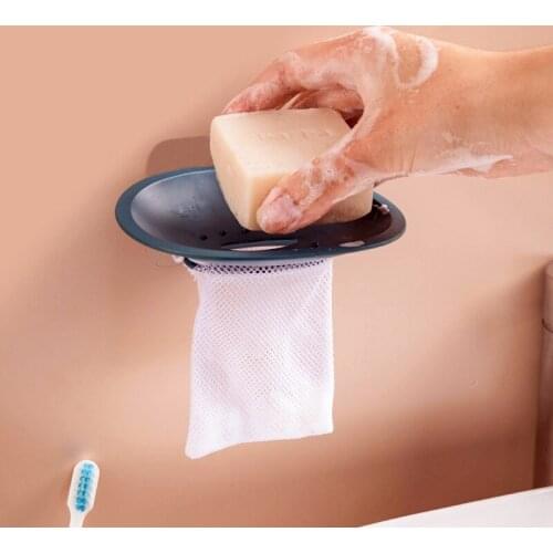 Soap Holder with Soap Bubble Net Bathroom soap holder Dish Storage Plate Tray Soap Holder Case Self Adhesive Plastic Supplies
