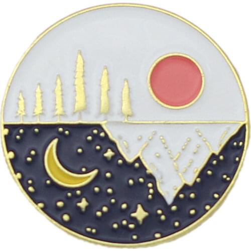 Custom Japanese Cute Metal Badge Anime Planet Sunrise Sun Moon Cartoon Brooch Hard Enamel PinCan be Customized with Your Logo