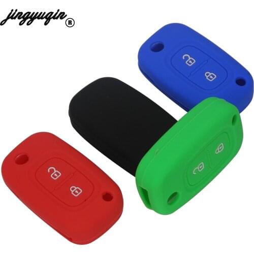 Jingyuqin 2 Buttons Silicone Flip Fold Remote Car Key Case for Renault Modus Clio Megane Kangoo Auto Key Cover Protector