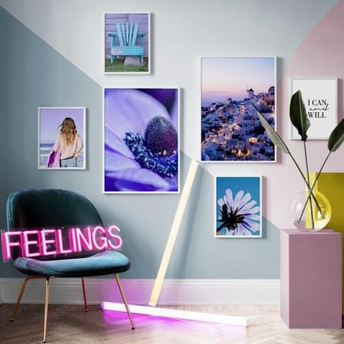 Canvas Painting Gentle Purple Flowers Home Decoration Living Room Decoration Poster The City Under Twilight Sky Wall Decoration