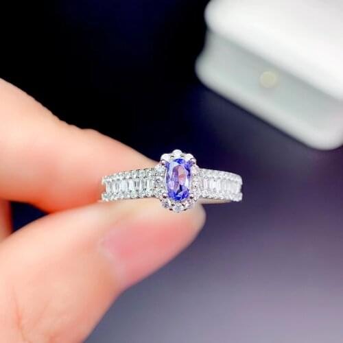 CoLife Jewelry 3mm*5mm Natural Tanzanite Ring for Daily Wear 0.25ct VVS Grade Tanzanite Silver Ring Brithday Gift for Girl