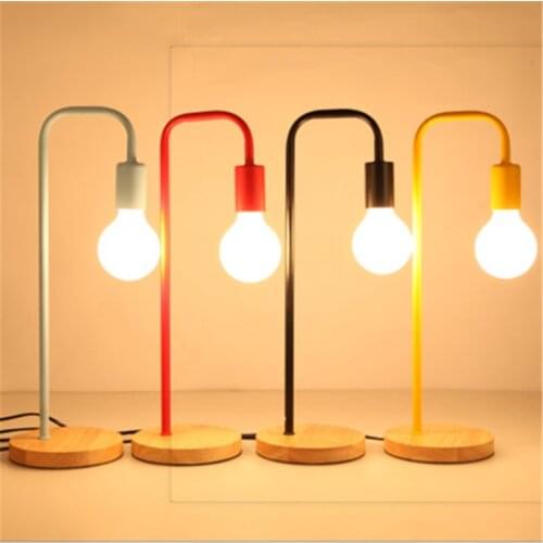 Nordic Minimalist Work Desk Solid Wood Small Table Lamp Modern Creative Bedroom Bedside Art Table Lamp Free Shipping
