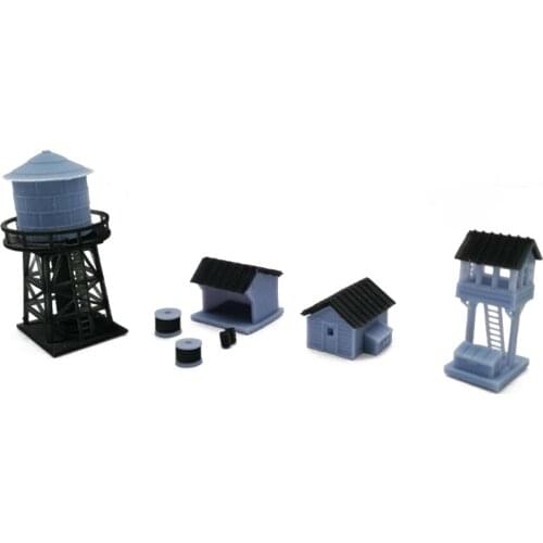 Train Railway Model Scene Z Ratio 1:220 Railway Side Building Water Tower Watch Tower Equipment Room