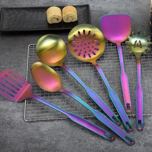 Rainbow Scoop Set Spatula Turner Colorful Stainless Steel Cookware Set Restaurant Serving Kitchenware Kitchen Accessory kits