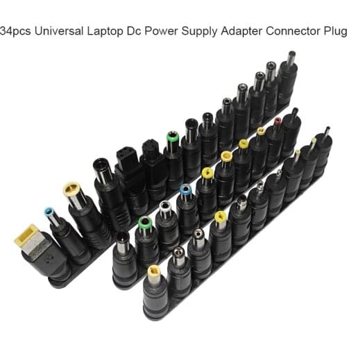 34pcs Laptop Dc Power Adapter Connector Universal Ac Dc Power Jack for Hp Asus Acer Lenovo Notebook Charger Plug