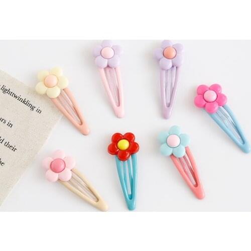 7pcs/lot New decorative flower hairpin cute cream girl hairpin candy color bb clip metal hairpin girl fashion hair accessories