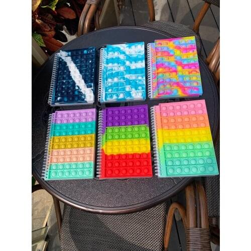 New Pop Its Notebook A5 Bubble Notebook Push Up Finger Silicone Cover Notepad Student Decompression Fidget Toys For kids Gift