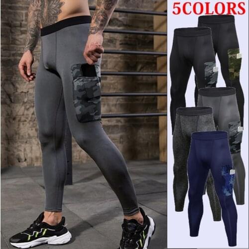 New Design Mens Camouflage Pocket Pants Fitness Pants Tight Sports Pants Plus Size Men Thermal Pants