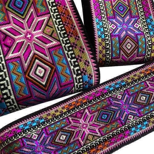 NEW Castle Star 50MMX8yard Handmade Embroidery Lace Woven Jacquard Ribbon Trims Flowers Design For Clothing Straps Accessory