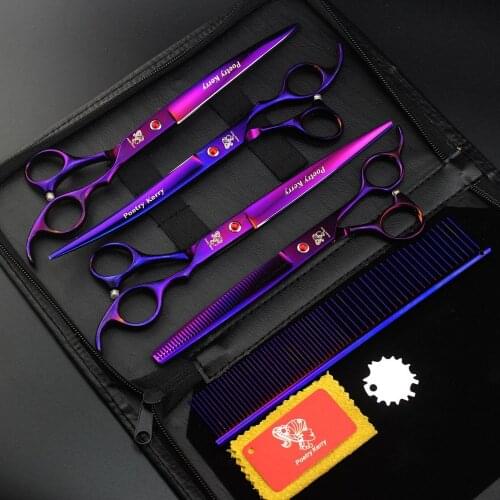 Poetry Kerry Professional Pet Grooming Scissors Set 7.0 8.0 Inch Dog Grooming Shears Hair Cutting Thinning Curved Scissors