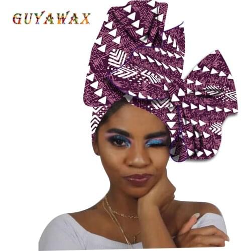 African Fashion Head Scarf Print Wax Cotton Women Bazin Rich Headwear Ankara Women Head Wrap Georgette Head Scarves Ladies Hijab
