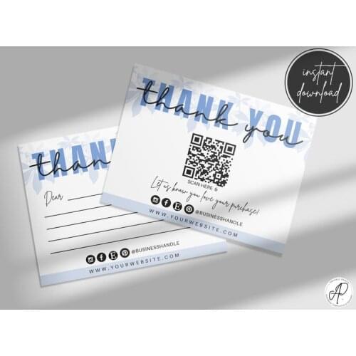 QR code thank you cards, thank you cards business template, editable business thank you card ,thank you for your order