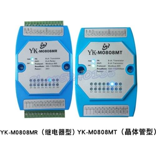 Modbus RTU PLC extended remote acquisition io module switch 8 input 8 output RS485 communication