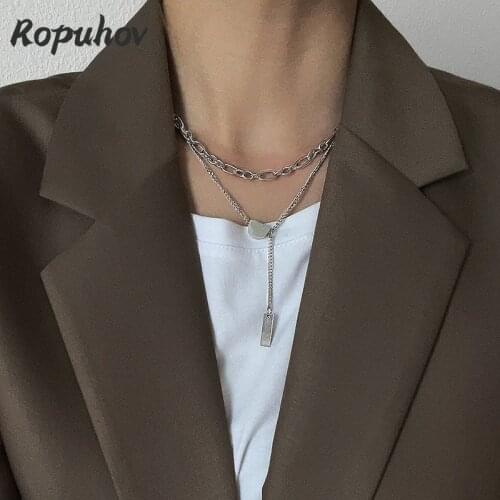 ROPUHOV 2021 New Korean Trendy French Retro Double Layer Necklace Neck Chain Korean Ins Joker Niche Clavicle Chain Accessories
