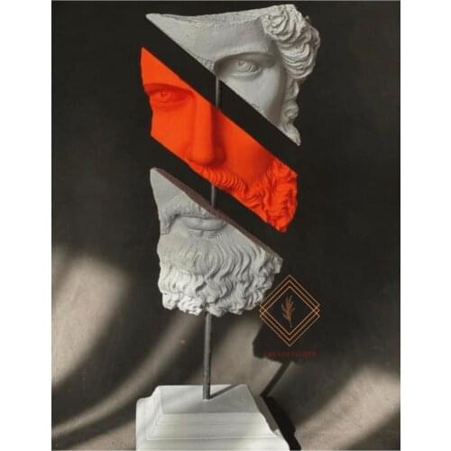 Poseidon Bust Statue Sculpture Living Room Ornaments Home Entrance Modern Abstract Geometric Accessor Office Decors Resin Crafts