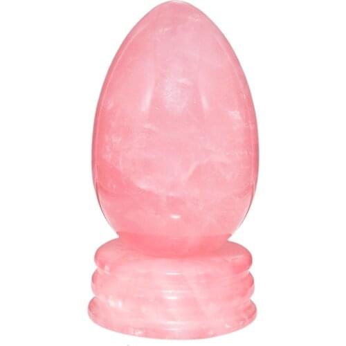 TUMBEELLUWA 1.7" Rose Quartz Gem stone Egg Sphere with Crystal Stand Healing Meditation Chakra Balancing Home Decoration