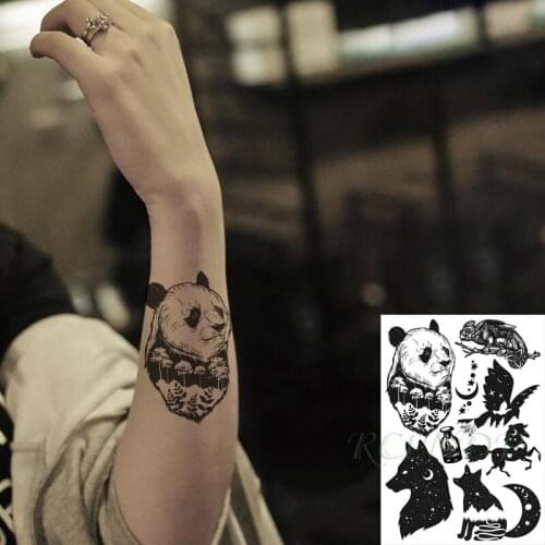 Waterproof Temporary Tattoo Stickers Halloween Sex Tatoos Panda Black And White Star Moon Flash Tatto Fake Tattoo For Women Men