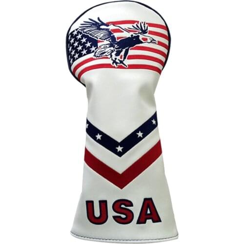 Waterproof Wood Driver Golf Head Covers Headcover America Flag PU Leather Golfer Club Cover Drivers Covers